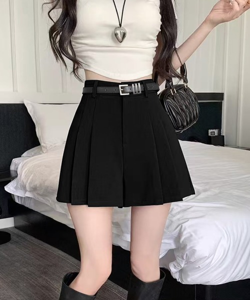 Miniministore（ミニミニストア）の「ベルト付プリーツショートパンツレディースショーパン短パンショートパンツ ショーパン 短パン ハーフパンツ クロップド（その他パンツ・レディース・グレー/ブラック・L/S/M）」の8枚目の写真