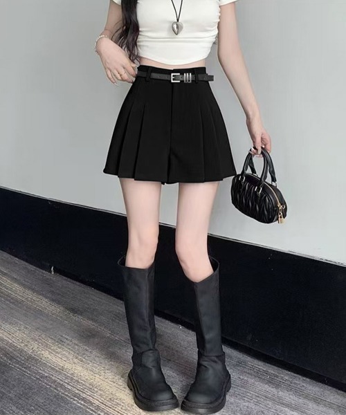Miniministore（ミニミニストア）の「ベルト付プリーツショートパンツレディースショーパン短パンショートパンツ ショーパン 短パン ハーフパンツ クロップド（その他パンツ・レディース・グレー/ブラック・L/S/M）」の14枚目の写真
