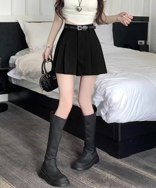 Miniministore（ミニミニストア）の「ベルト付プリーツショートパンツレディースショーパン短パンショートパンツ ショーパン 短パン ハーフパンツ クロップド（その他パンツ・レディース・グレー/ブラック・L/S/M）」の15枚目の写真