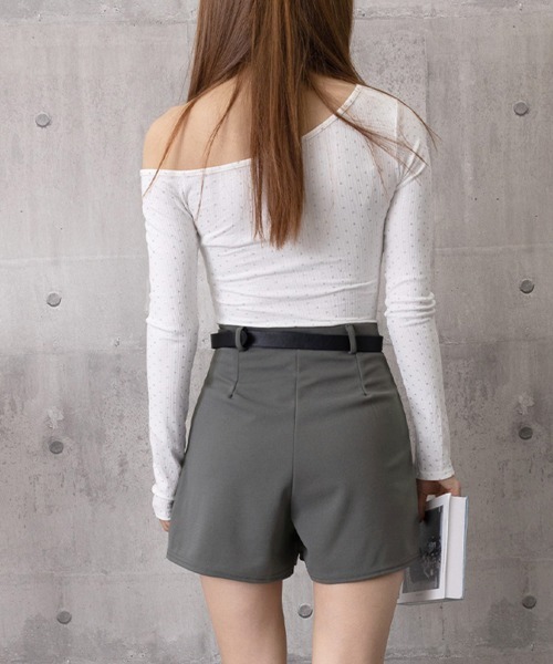 Miniministore（ミニミニストア）の「ベルト付プリーツショートパンツレディースショーパン短パンショートパンツ ショーパン 短パン ハーフパンツ クロップド（その他パンツ・レディース・グレー/ブラック・L/S/M）」の18枚目の写真