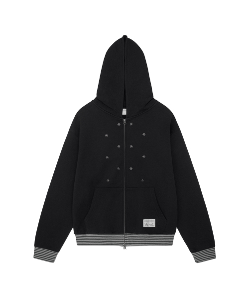 セール】TCM snow stripe hooded zip-up (black)（パーカー 