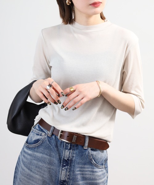 SO（エスオー）の「ロングTシャツ 七分袖（Tシャツ/カットソー・レディース・チャコール/ベージュ/ホワイト/ブラック・L/S/M）」の22枚目の写真