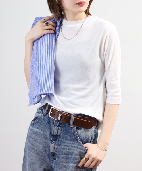 SO（エスオー）の「ロングTシャツ 七分袖（Tシャツ/カットソー・レディース・チャコール/ベージュ/ホワイト/ブラック・L/S/M）」の6枚目の写真