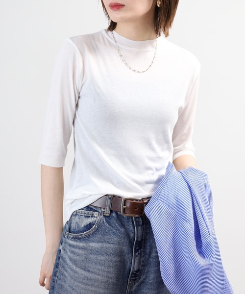 SO（エスオー）の「ロングTシャツ 七分袖（Tシャツ/カットソー・レディース・チャコール/ベージュ/ホワイト/ブラック・L/S/M）」の7枚目の写真