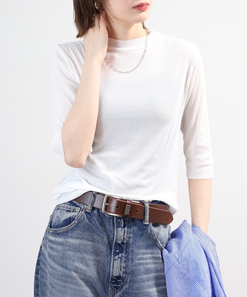SO（エスオー）の「ロングTシャツ 七分袖（Tシャツ/カットソー・レディース・チャコール/ベージュ/ホワイト/ブラック・L/S/M）」の8枚目の写真