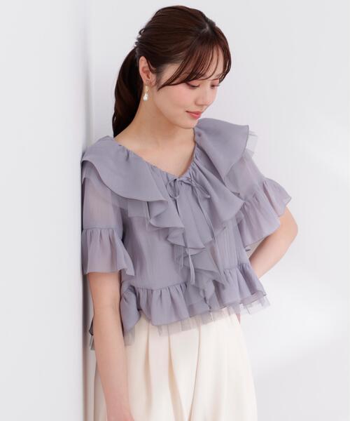 PROPORTION BODY DRESSING(プロポーションボディドレッシング)の「チュール付きラッフルブラウス / 1216110401(シャツ/ブラウス・レディース・グレー/ホワイト系その他/ピンク・FREE)」の15枚目の写真