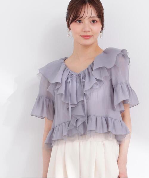 PROPORTION BODY DRESSING(プロポーションボディドレッシング)の「チュール付きラッフルブラウス / 1216110401(シャツ/ブラウス・レディース・グレー/ホワイト系その他/ピンク・FREE)」の16枚目の写真