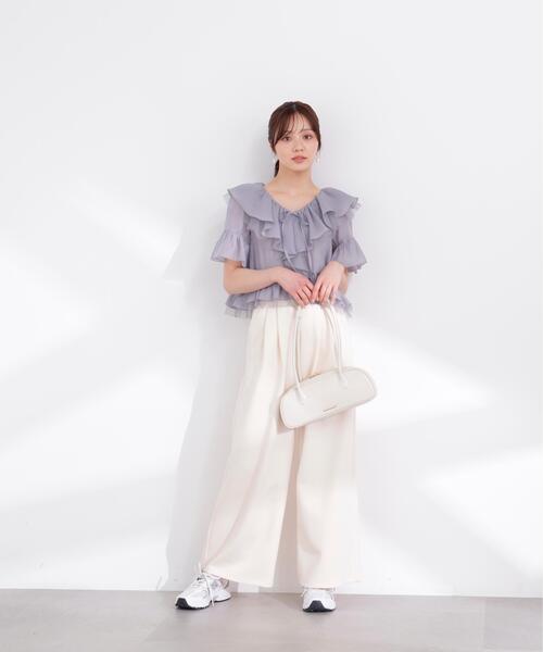 PROPORTION BODY DRESSING(プロポーションボディドレッシング)の「チュール付きラッフルブラウス / 1216110401(シャツ/ブラウス・レディース・グレー/ホワイト系その他/ピンク・FREE)」の17枚目の写真