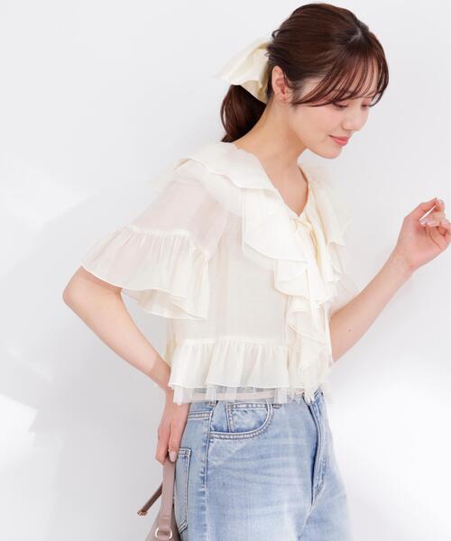 PROPORTION BODY DRESSING(プロポーションボディドレッシング)の「チュール付きラッフルブラウス / 1216110401(シャツ/ブラウス・レディース・グレー/ホワイト系その他/ピンク・FREE)」の22枚目の写真