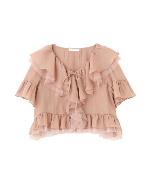PROPORTION BODY DRESSING(プロポーションボディドレッシング)の「チュール付きラッフルブラウス / 1216110401(シャツ/ブラウス・レディース・グレー/ホワイト系その他/ピンク・FREE)」の7枚目の写真