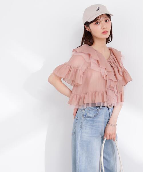 PROPORTION BODY DRESSING(プロポーションボディドレッシング)の「チュール付きラッフルブラウス / 1216110401(シャツ/ブラウス・レディース・グレー/ホワイト系その他/ピンク・FREE)」の10枚目の写真
