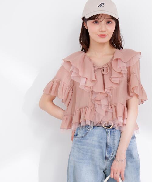 PROPORTION BODY DRESSING(プロポーションボディドレッシング)の「チュール付きラッフルブラウス / 1216110401(シャツ/ブラウス・レディース・グレー/ホワイト系その他/ピンク・FREE)」の11枚目の写真