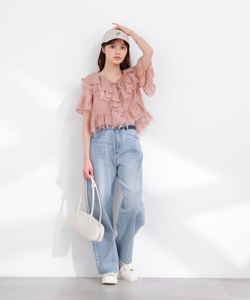 PROPORTION BODY DRESSING(プロポーションボディドレッシング)の「チュール付きラッフルブラウス / 1216110401(シャツ/ブラウス・レディース・グレー/ホワイト系その他/ピンク・FREE)」の12枚目の写真
