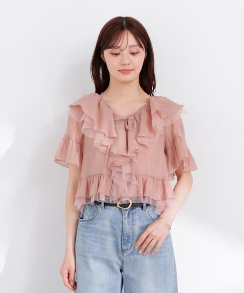 PROPORTION BODY DRESSING(プロポーションボディドレッシング)の「チュール付きラッフルブラウス / 1216110401(シャツ/ブラウス・レディース・グレー/ホワイト系その他/ピンク・FREE)」の14枚目の写真