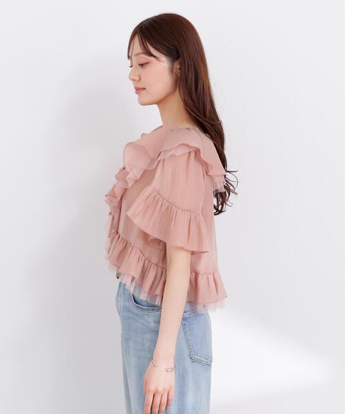PROPORTION BODY DRESSING(プロポーションボディドレッシング)の「チュール付きラッフルブラウス / 1216110401(シャツ/ブラウス・レディース・グレー/ホワイト系その他/ピンク・FREE)」の15枚目の写真