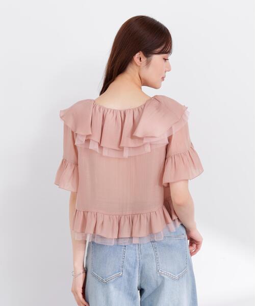 PROPORTION BODY DRESSING(プロポーションボディドレッシング)の「チュール付きラッフルブラウス / 1216110401(シャツ/ブラウス・レディース・グレー/ホワイト系その他/ピンク・FREE)」の16枚目の写真