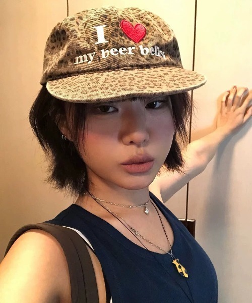 lilful（リルフル）の「【26年春夏新作】アイラブロゴ アソートフラットキャップ レオパード柄 迷彩柄（キャップ・レディース・グリーン系その他/ブラウン系その他・F）」の3枚目の写真