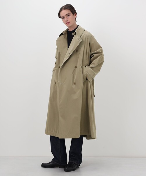 HAVERSACK（ハバーザック）の「HAVERSACK ATTIRE シルクコットン ダブルブレト ベルテッドコート（トレンチコート・メンズ・ベージュ・L/M）」の13枚目の写真