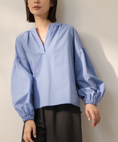 ketty（ケティ）の「ハイカウントタイプライターキーネックブラウス（シャツ/ブラウス・レディース・オフホワイト/サックスブルー/グリーン・M）」の3枚目の写真