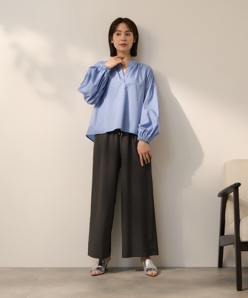 ketty(ケティ)の「ハイカウントタイプライターキーネックブラウス(シャツ/ブラウス・レディース・オフホワイト/サックスブルー/グリーン・M)」の8枚目の写真