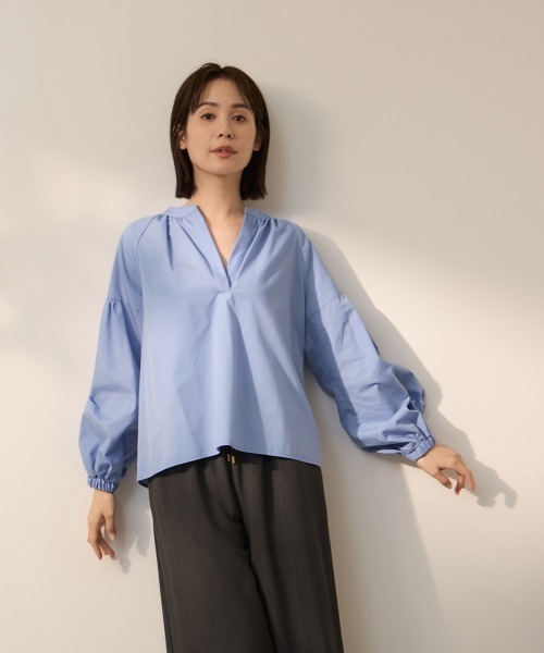 ketty(ケティ)の「ハイカウントタイプライターキーネックブラウス(シャツ/ブラウス・レディース・オフホワイト/サックスブルー/グリーン・M)」の6枚目の写真