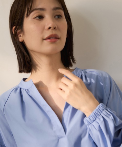 ketty(ケティ)の「ハイカウントタイプライターキーネックブラウス(シャツ/ブラウス・レディース・オフホワイト/サックスブルー/グリーン・M)」の7枚目の写真
