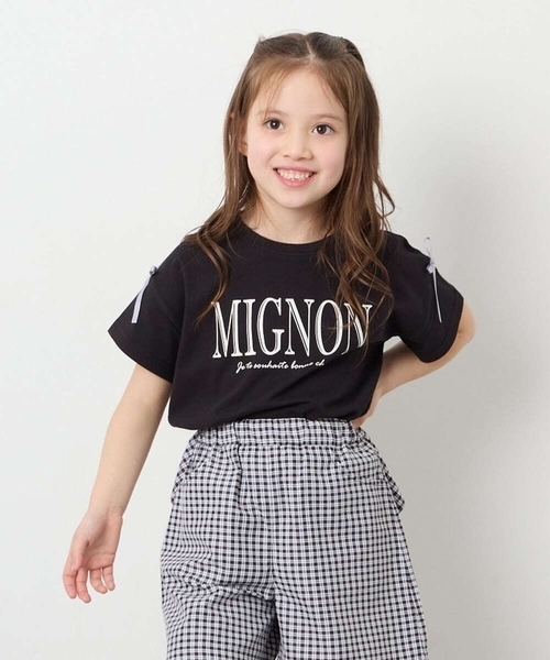 a.v.v（アーヴェヴェ）の「[120-160]【WEB限定】リボンロゴプリントTシャツ（Tシャツ/カットソー・キッズ・ブラック/ライトグレー・140/130/150/160）」の2枚目の写真