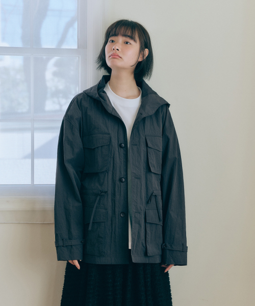 MALEN(マレン)の「ユニセックスウォッシュドハンティングジャケットグレー(ナイロンジャケット・レディース・MD.Gray・LARGE/SMALL/MEDIUM)」の1枚目の写真