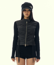 GILAARCHIVE（ギラアーカイブ）の「SHIRRING NYLON STRING JACKET_BLACK（ナイロンジャケット）」