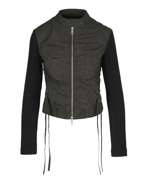 セール】SHIRRING NYLON STRING JACKET_BLACK（ナイロンジャケット