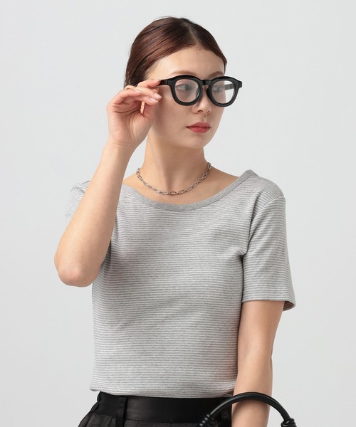 BAYFLOW(ベイフロー)の「バックオープンボーダーTシャツ(Tシャツ/カットソー・レディース・グレー/ブラック/レッド・FREE)」の13枚目の写真