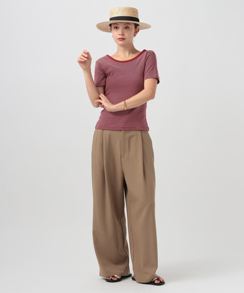 BAYFLOW(ベイフロー)の「バックオープンボーダーTシャツ(Tシャツ/カットソー・レディース・グレー/ブラック/レッド・FREE)」の22枚目の写真