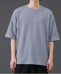 ワッフル素材 オーバーサイズ クルーネック 半袖Tシャツ