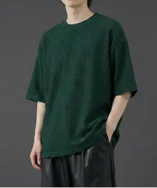 revertical(リバーティカル)の「ワッフル素材 オーバーサイズ クルーネック 半袖Tシャツ(Tシャツ/カットソー・メンズ・グリーン/ラベンダー/ブルー/LT.Gray・LARGE/MEDIUM)」の4枚目の写真