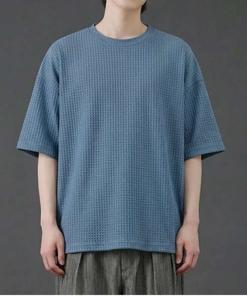 revertical(リバーティカル)の「ワッフル素材 オーバーサイズ クルーネック 半袖Tシャツ(Tシャツ/カットソー・メンズ・グリーン/ラベンダー/ブルー/LT.Gray・LARGE/MEDIUM)」の3枚目の写真