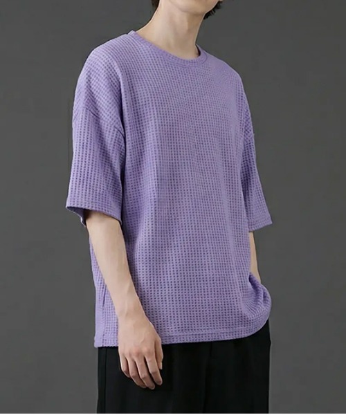 revertical(リバーティカル)の「ワッフル素材 オーバーサイズ クルーネック 半袖Tシャツ(Tシャツ/カットソー・メンズ・グリーン/ラベンダー/ブルー/LT.Gray・LARGE/MEDIUM)」の9枚目の写真