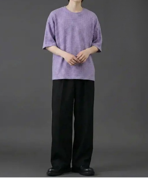 revertical(リバーティカル)の「ワッフル素材 オーバーサイズ クルーネック 半袖Tシャツ(Tシャツ/カットソー・メンズ・グリーン/ラベンダー/ブルー/LT.Gray・LARGE/MEDIUM)」の12枚目の写真