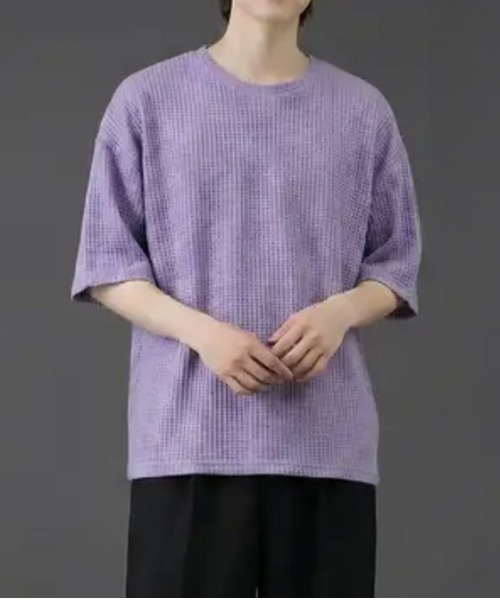 revertical(リバーティカル)の「ワッフル素材 オーバーサイズ クルーネック 半袖Tシャツ(Tシャツ/カットソー・メンズ・グリーン/ラベンダー/ブルー/LT.Gray・LARGE/MEDIUM)」の10枚目の写真