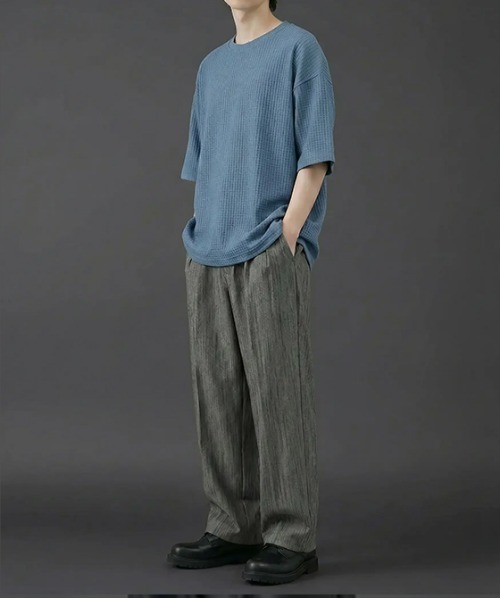 revertical(リバーティカル)の「ワッフル素材 オーバーサイズ クルーネック 半袖Tシャツ(Tシャツ/カットソー・メンズ・グリーン/ラベンダー/ブルー/LT.Gray・LARGE/MEDIUM)」の17枚目の写真