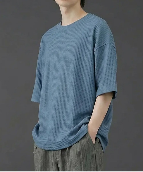 revertical(リバーティカル)の「ワッフル素材 オーバーサイズ クルーネック 半袖Tシャツ(Tシャツ/カットソー・メンズ・グリーン/ラベンダー/ブルー/LT.Gray・LARGE/MEDIUM)」の15枚目の写真