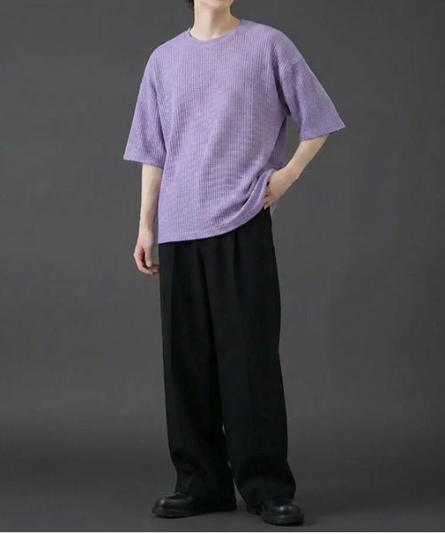 revertical(リバーティカル)の「ワッフル素材 オーバーサイズ クルーネック 半袖Tシャツ(Tシャツ/カットソー・メンズ・グリーン/ラベンダー/ブルー/LT.Gray・LARGE/MEDIUM)」の13枚目の写真