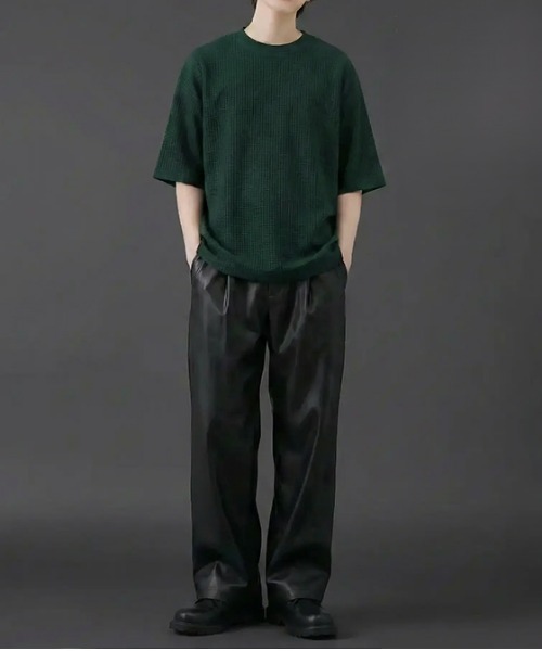 revertical(リバーティカル)の「ワッフル素材 オーバーサイズ クルーネック 半袖Tシャツ(Tシャツ/カットソー・メンズ・グリーン/ラベンダー/ブルー/LT.Gray・LARGE/MEDIUM)」の7枚目の写真