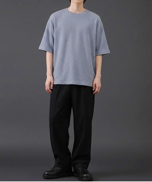 revertical(リバーティカル)の「ワッフル素材 オーバーサイズ クルーネック 半袖Tシャツ(Tシャツ/カットソー・メンズ・グリーン/ラベンダー/ブルー/LT.Gray・LARGE/MEDIUM)」の22枚目の写真