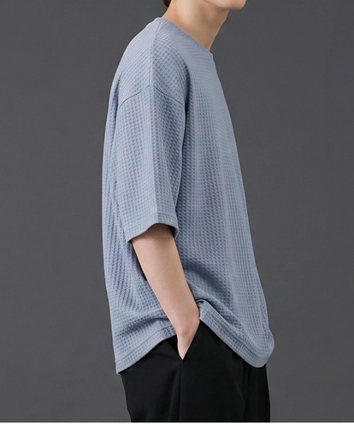 revertical(リバーティカル)の「ワッフル素材 オーバーサイズ クルーネック 半袖Tシャツ(Tシャツ/カットソー・メンズ・グリーン/ラベンダー/ブルー/LT.Gray・LARGE/MEDIUM)」の21枚目の写真