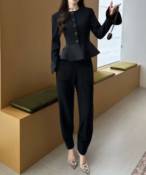 Lana821（ラナハニー）の「ペプラムトップス×パンツ セットアップ（セットアップ・レディース・ブラック・S/M）」の7枚目の写真