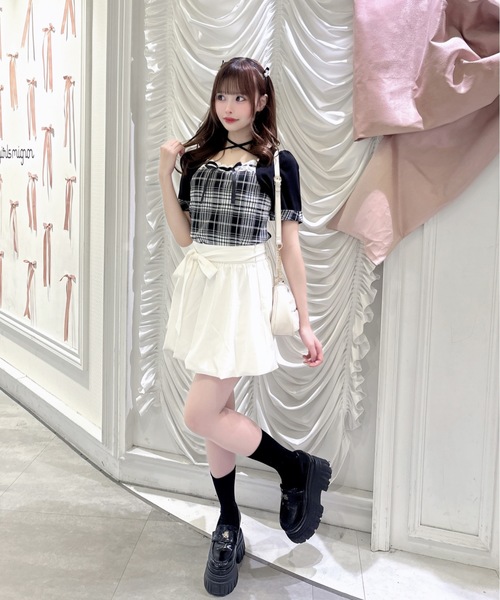 one way(ワンウェイ)の「半袖チェック×ボレロ風トップス(Tシャツ/カットソー・レディース・グレー系その他/ブラウン系その他/ブラック系その他/ホワイト系その他・FREE)」の7枚目の写真