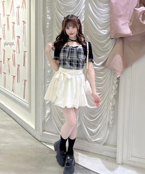 one way(ワンウェイ)の「半袖チェック×ボレロ風トップス(Tシャツ/カットソー・レディース・グレー系その他/ブラウン系その他/ブラック系その他/ホワイト系その他・FREE)」の8枚目の写真