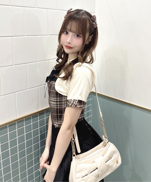 one way(ワンウェイ)の「半袖チェック×ボレロ風トップス(Tシャツ/カットソー・レディース・グレー系その他/ブラウン系その他/ブラック系その他/ホワイト系その他・FREE)」の21枚目の写真