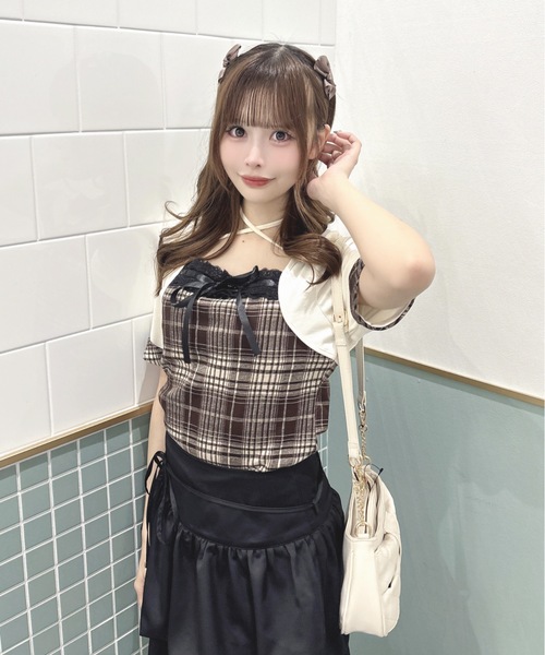 one way(ワンウェイ)の「半袖チェック×ボレロ風トップス(Tシャツ/カットソー・レディース・グレー系その他/ブラウン系その他/ブラック系その他/ホワイト系その他・FREE)」の22枚目の写真