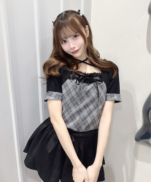 one way(ワンウェイ)の「半袖チェック×ボレロ風トップス(Tシャツ/カットソー・レディース・グレー系その他/ブラウン系その他/ブラック系その他/ホワイト系その他・FREE)」の15枚目の写真